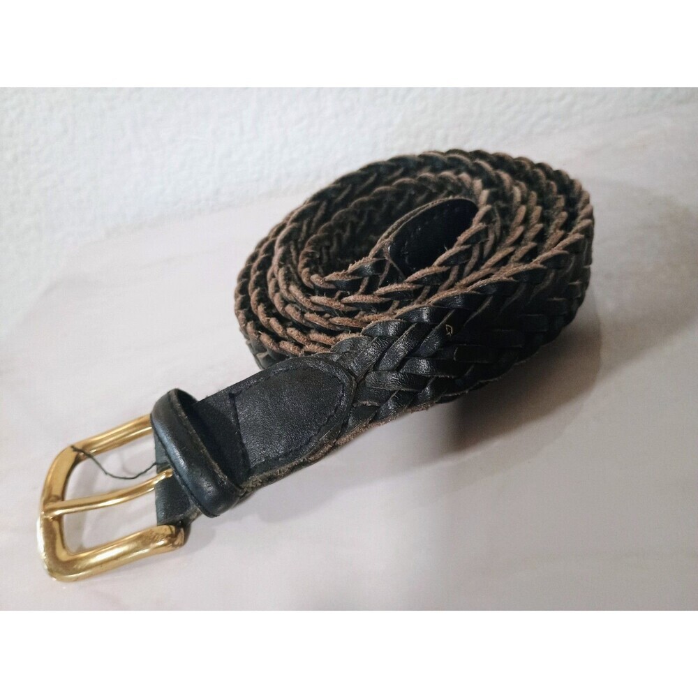 Genuine Leather Men's Casual Belt Braided, Dark Brown, Size 44
